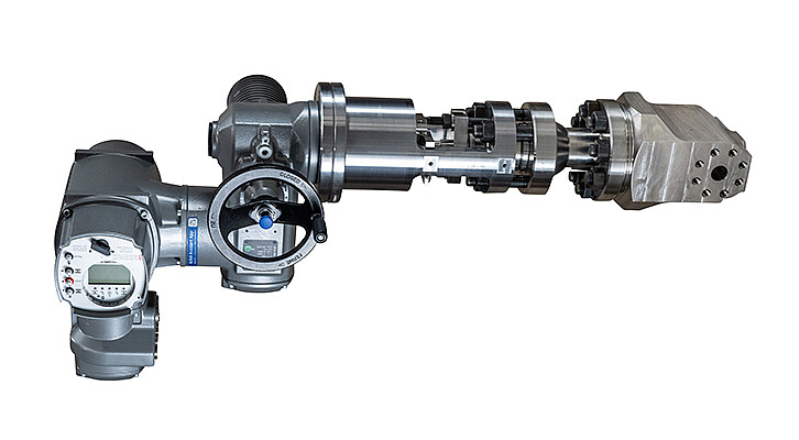 Produktfoto der maßgefertigten Armatur für Flüssigmetallkreisläufe: Die Armatur ermöglicht eine genaue Regulierung des Flüssigmetallflusses und trägt zur Effizienz und Sicherheit des gesamten Systems bei. (Bild: KSB SE & Co. KGaA)