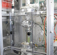 A bubble column reactor on a laboratory scale at the Engler-Bunte-Institut.