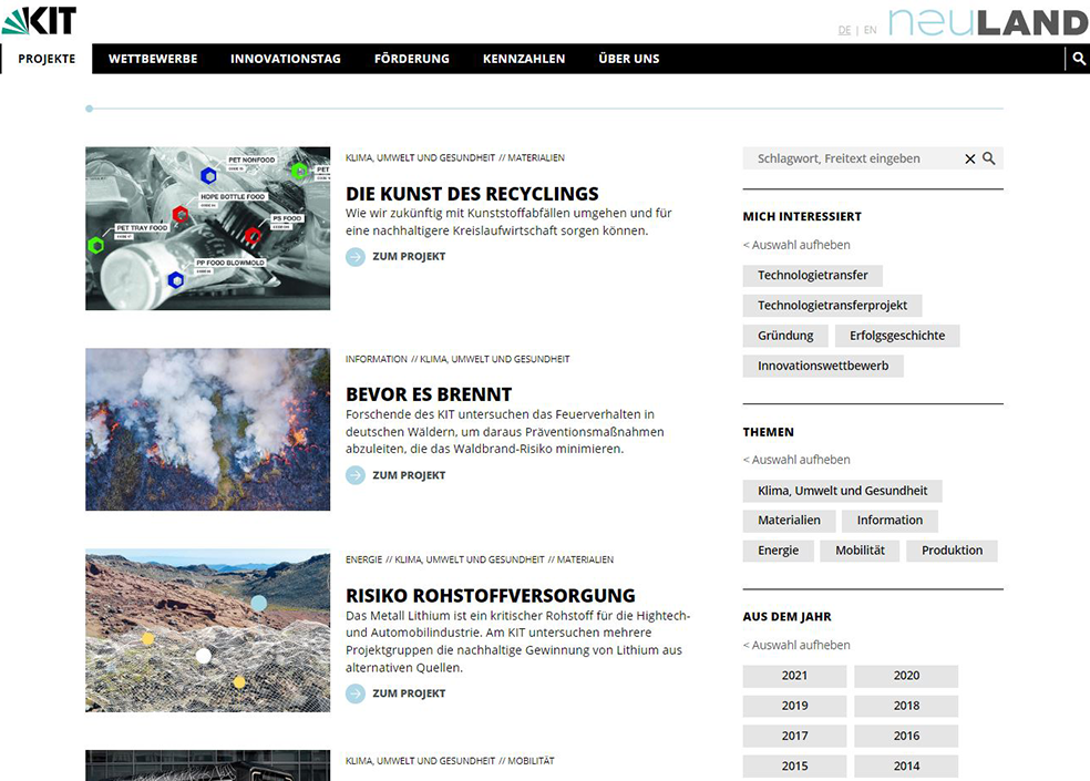 Die Navigationsleiste im Blog ermöglicht das gezielte Durchsuchen aller Inhalte nach verschiedenen Kriterien wie Themen, Erscheinungsjahr oder persönlichen Interessensgebieten. (Bild: IRM)