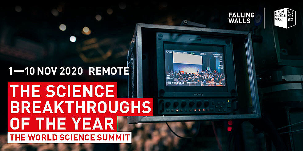 Falling Walls und die Berlin Science Week präsentieren auf der „World Science Summit“ vom 1. bis 10. November 2020 helle Köpfe aus der Wissenschaft. Das KIT ist mit fünf Nominierten für "Science Breakthrough of the Year 2020" mit dabei. (Bild: Falling Walls)