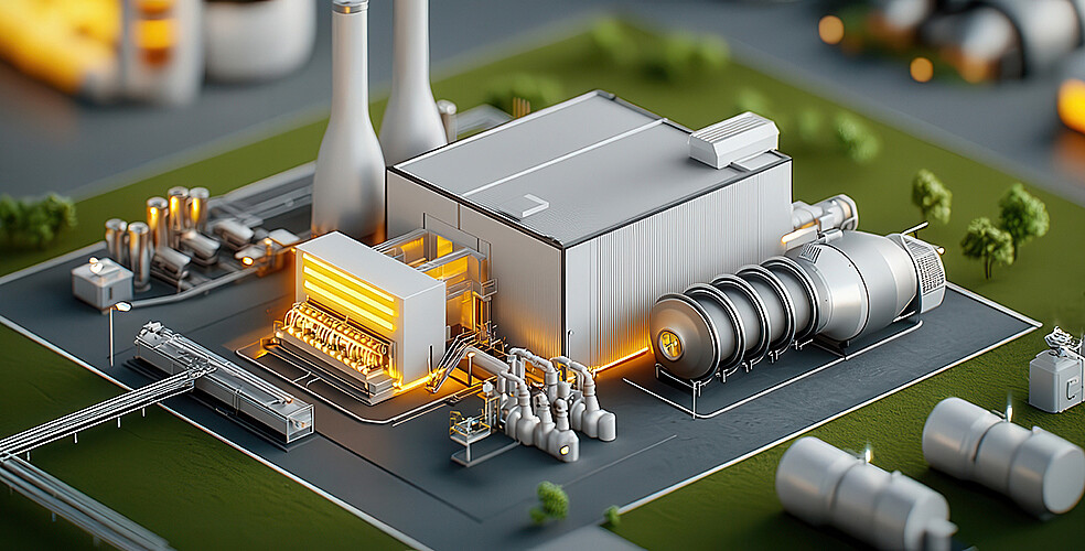Zukunftsenergie als Vision: Hochtemperaturspeicher haben großes Potenzial zur Nutzung von industrieller Abwärme. Im Forschungsprojekt LIMELISA am KIT werden in Zusammenarbeit mit KSB SE & Co. KGaA Komponenten für thermische Großspeicher mit einem Flüssigmetallkreislauf entwickelt. (Bild: Kanin / Adobe Stock)