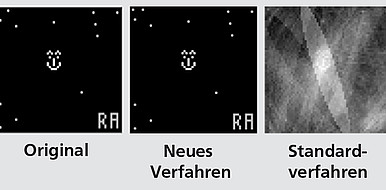 Das Originalbild (links) kann mithilfe des neuen Verfahrens (Mitte) deutlich besser rekonstruiert werden als mit einem herkömmlichen Standardverfahren (rechts).