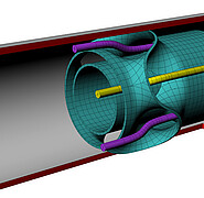 Die Leitelemente teilen den Fluidstrom in Teilströme. Diese fließen kontrolliert durch die neuentwickelte Geometrie. Dadurch wird der Wärmeübergang im Strömungsverlauf begünstigt.